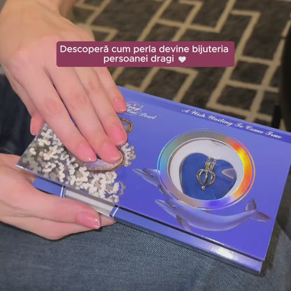 Perla Dorinței — Colier cu perlă din scoică + Cercei și inel CADOU